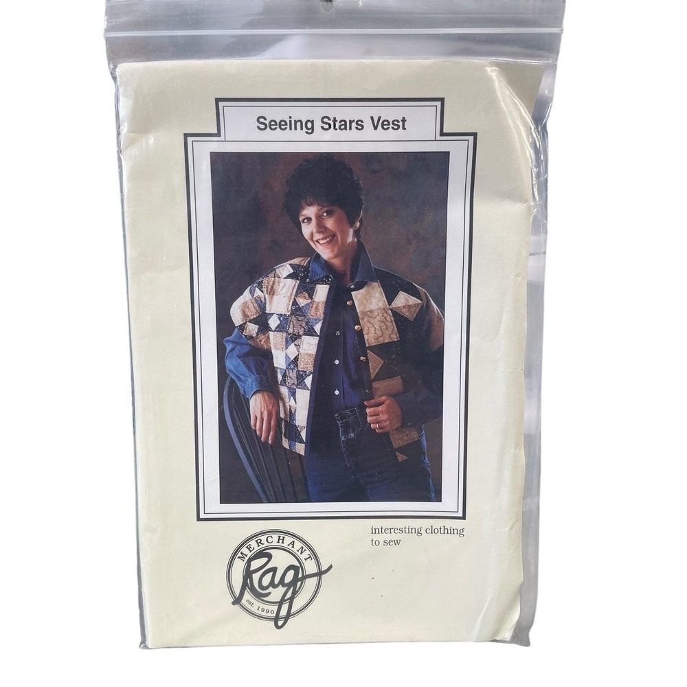 Merchant Rag Sewing Pattern Adult Women One Size Seeing Stars Vest Quilted 1990s